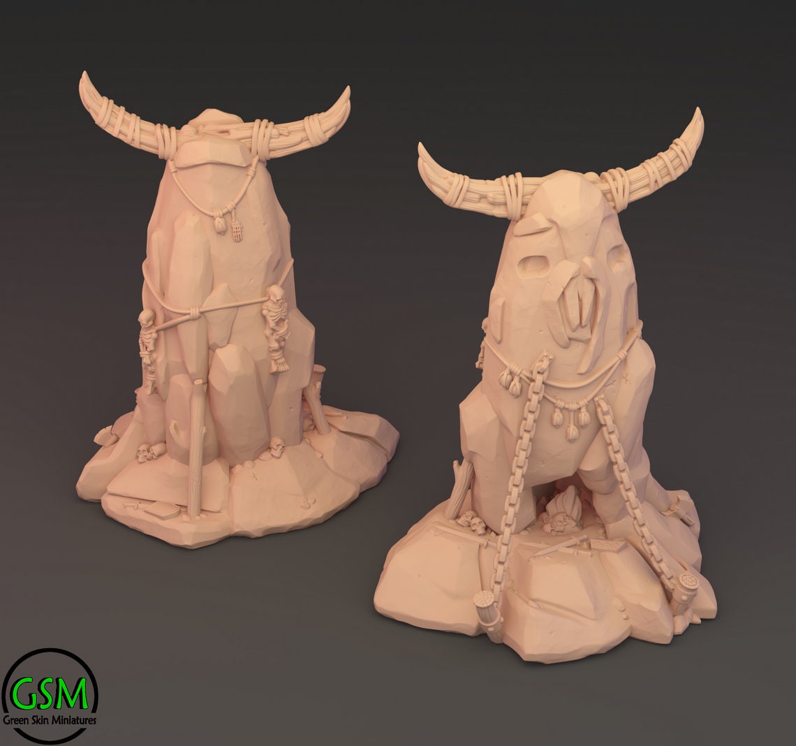 Beastmen 10mm Resin Wargaming Miniatures - Herdstone - Set of 2 - For tabletop and war games