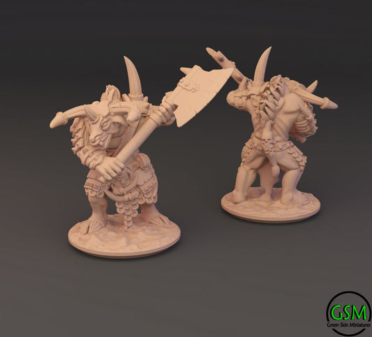 Beastmen 10mm Resin Wargaming Miniatures - Bull - Set of 2 - For tabletop and war games