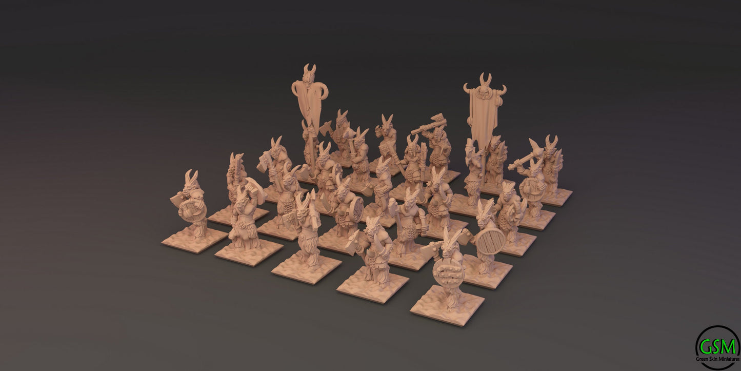 Beastmen 10mm Resin Wargaming Miniatures - Gors - For tabletop and war games - Greenskin Miniatures