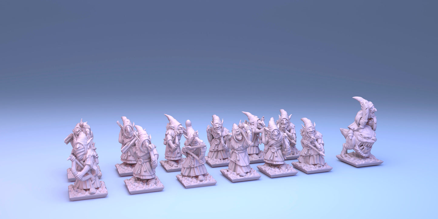 Goblin Army 10mm Resin Wargaming Miniatures - Goblin Archers - For tabletop and war games - Greenskin Miniatures