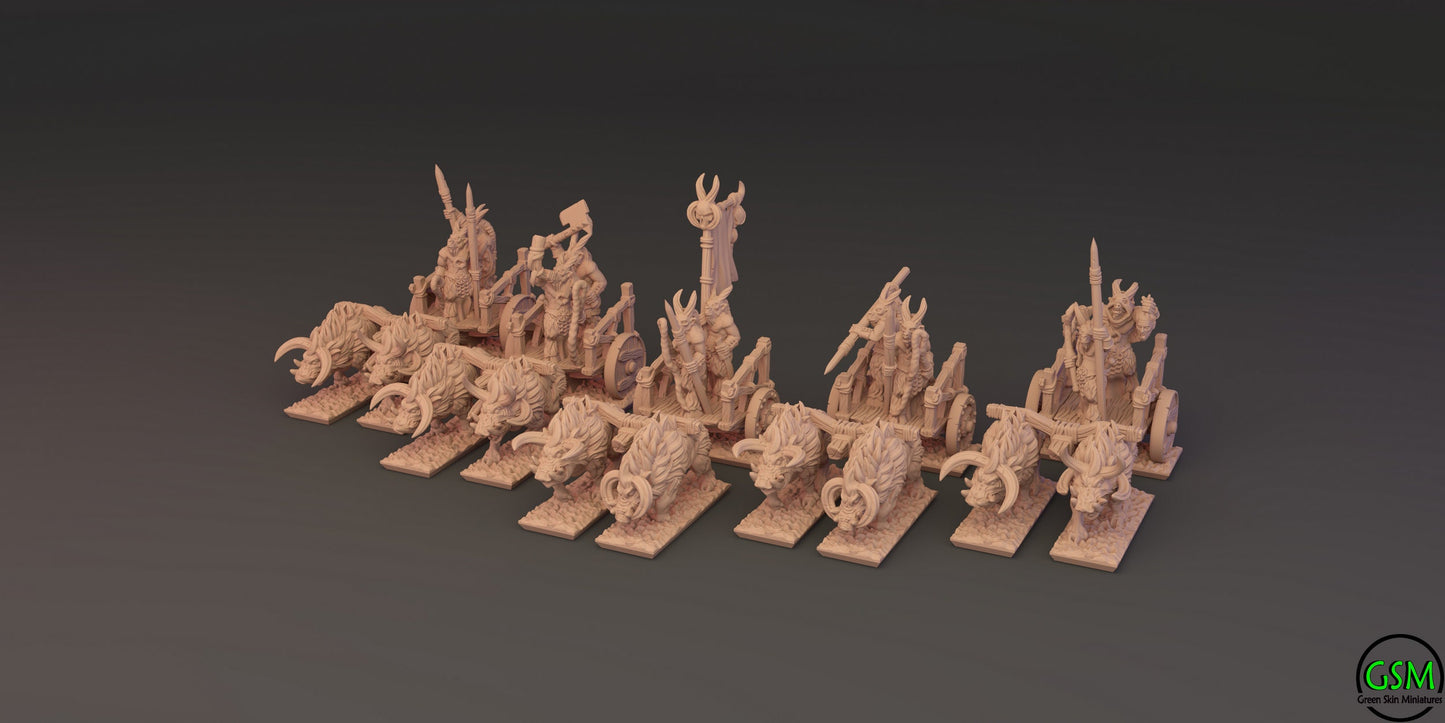 Beastmen 10mm Resin Wargaming Miniatures - Tuskgor Chariots - For tabletop and war games