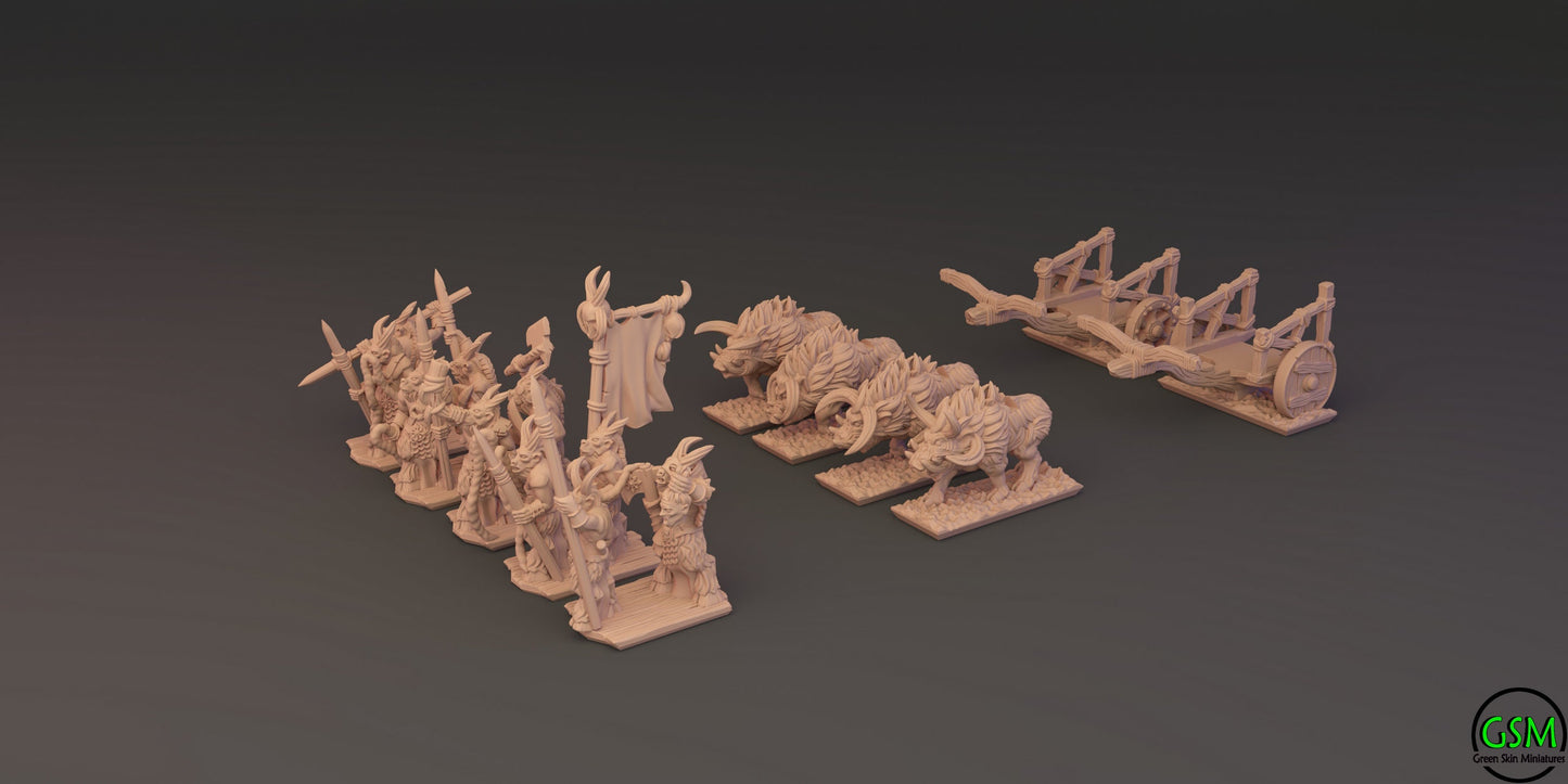 Beastmen 10mm Resin Wargaming Miniatures - Tuskgor Chariots - For tabletop and war games