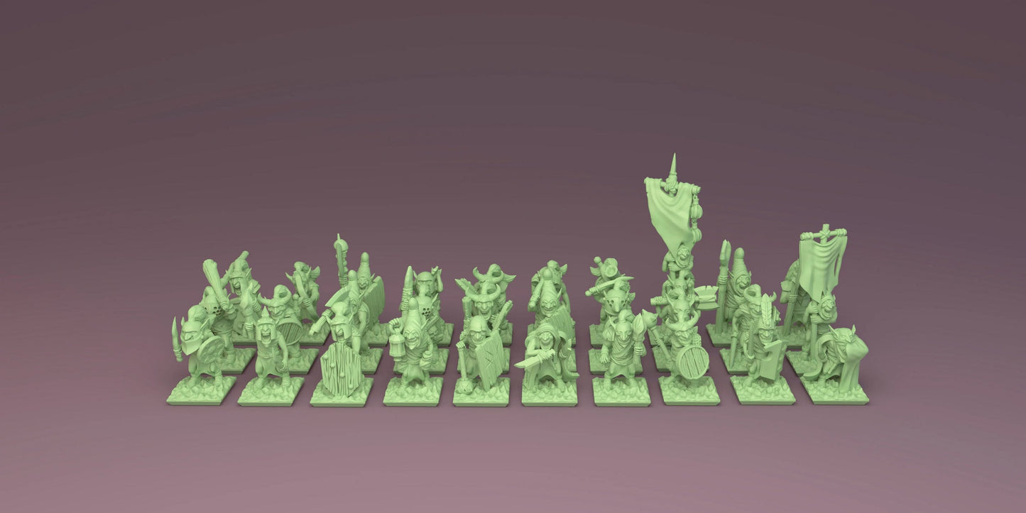 Goblin Warriors for Goblin Army in 10mm Resin Minis - For tabletop and war games - Greenskin Miniatures