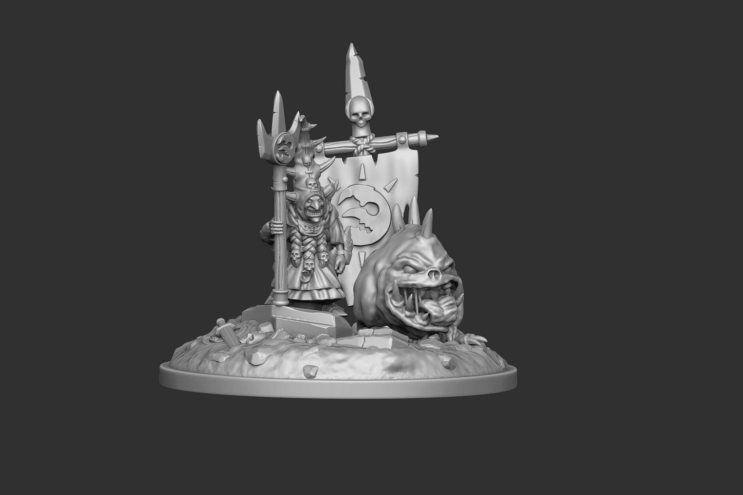 Goblin Warboss 10mm Resin Wargaming Minis - Night Goblin Army Proxy - For tabletop and war games - Greenskin Miniatures