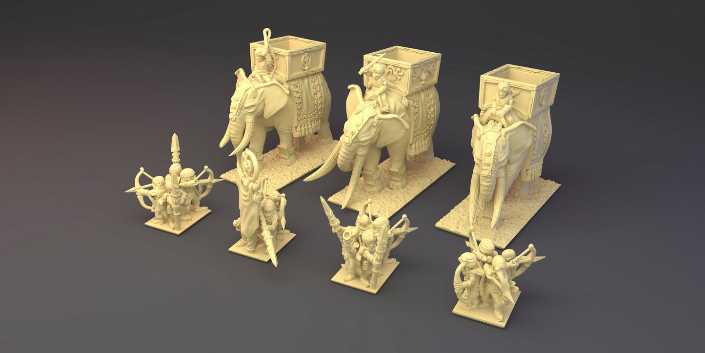 Elephants for Araby Army in 10mm Resin- For tabletop and war games - Greenskin Miniatures