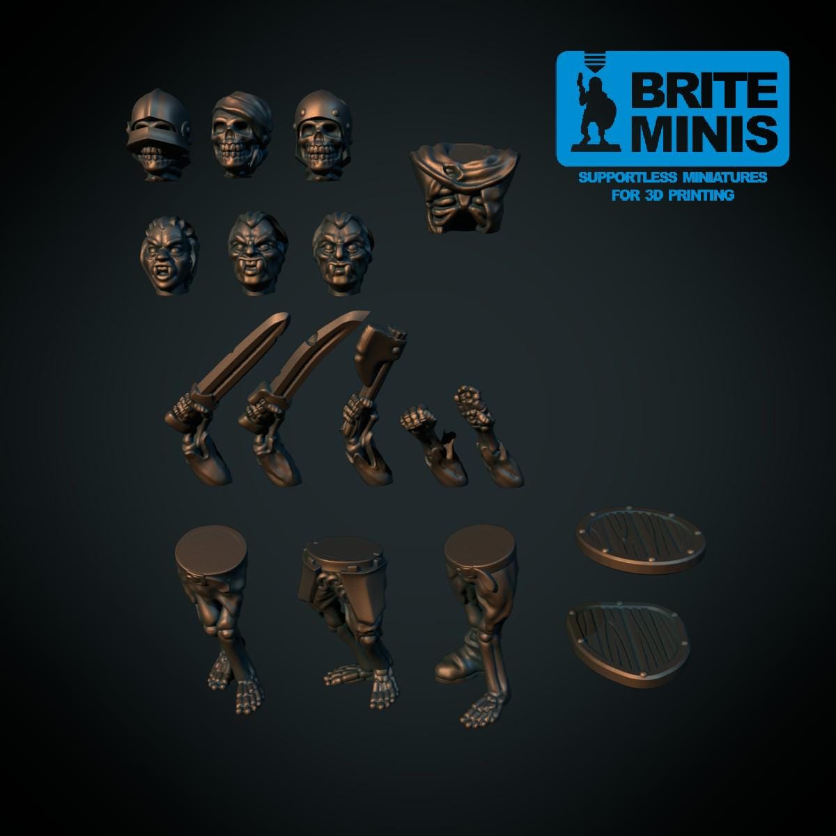 Modular Miniature Sets by Brite Minis - Enough to build 6 characters - Made for 28mm Scale for RPGs and Wargames.