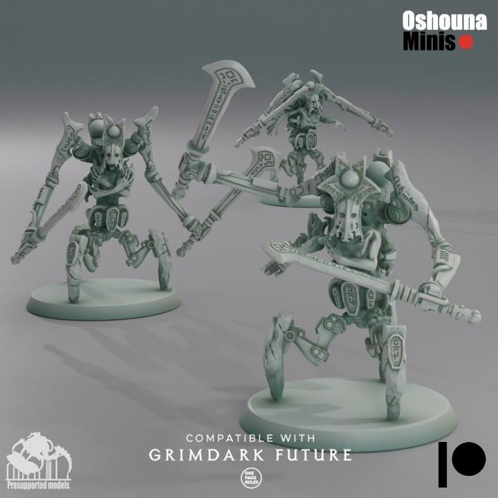 Doomed Empire - Robot Legions Proxies - Tripod Guardians by Oshouna Minis for Wargames like OPR