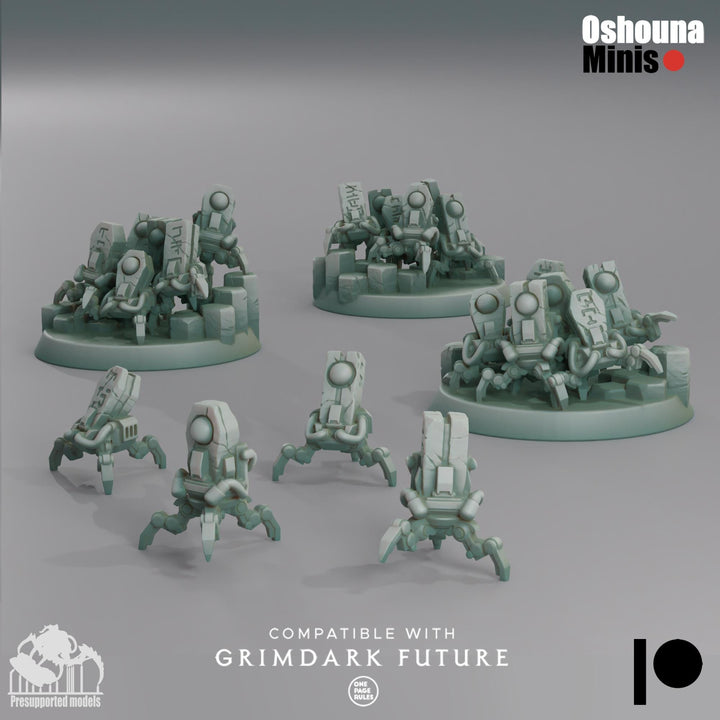 Doomed Empire Monolith Swarms | 32mm Scale Robot Legions Proxies for Grimdark Sci-Fi Wargames Like OPR by Oshouna Minis