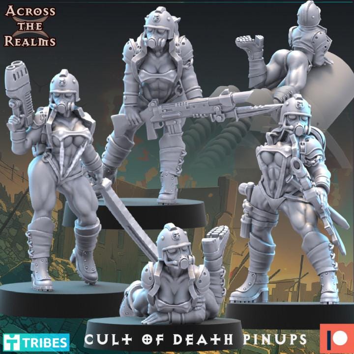 Cult of Death Pinups 3d Printed Resin Miniatures Set by Across The Realms for Wargames like OPR