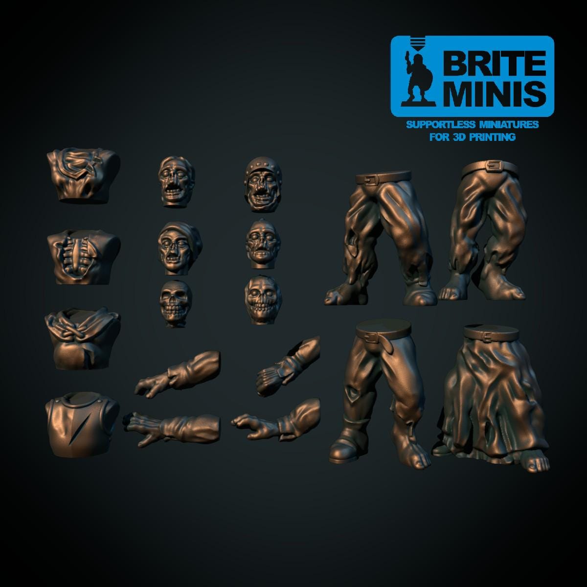 Modular Miniature Sets by Brite Minis - Enough to build 6 characters - Made for 28mm Scale for RPGs and Wargames.