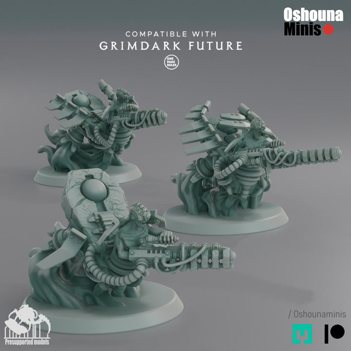 Doomed Empire Floating Destructors | 32mm Scale Robot Legions Proxies for Grimdark Sci-Fi Wargames Like OPR by Oshouna Minis