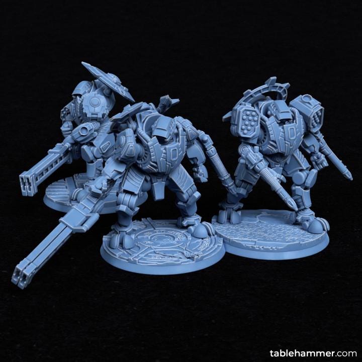 Lightbringer Warsuits (Space communists heavy battlesuits)  - 3 Model kit  - Tablehammer - Proxies for wargames