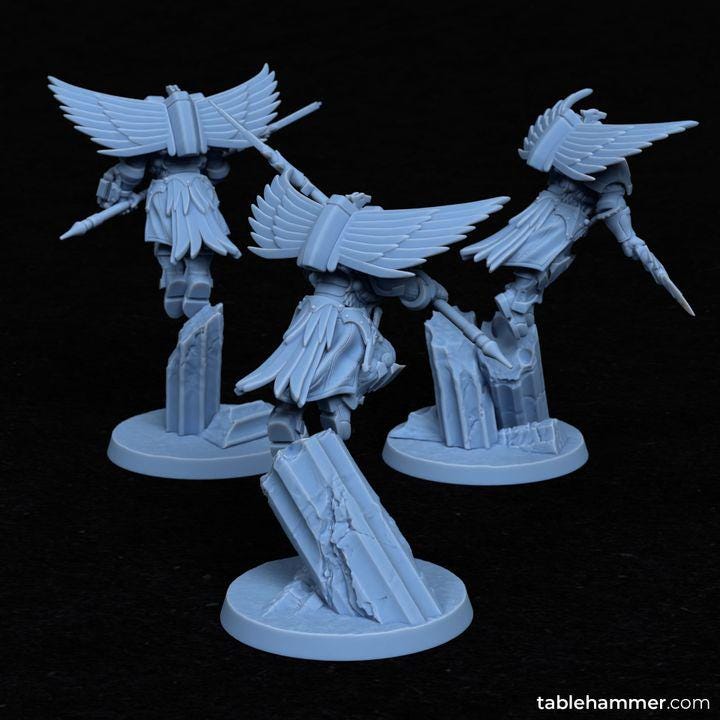 Pegasus Assault Squad - multipart set Golden Super Soldier Elite – 3 models – Creepy Space Humanoids  - Tablehammer - Proxies for wargames