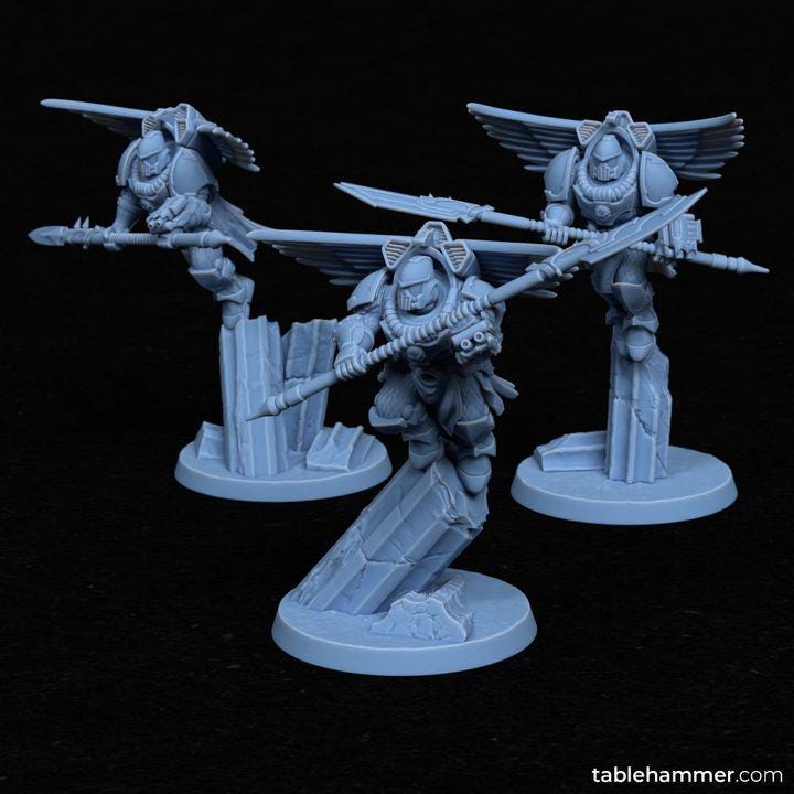 Pegasus Assault Squad - multipart set Golden Super Soldier Elite – 3 models – Creepy Space Humanoids  - Tablehammer - Proxies for wargames