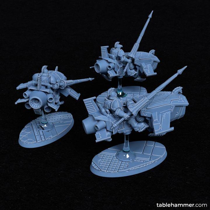 Horizon Lancers (Ordo Invictorix jetbikers) Units– 3 model kit  – Creepy Space Humanoids  - Tablehammer - Proxies for wargames