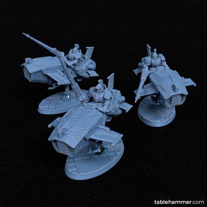 Horizon Lancers (Ordo Invictorix jetbikers) Units– 3 model kit  – Creepy Space Humanoids  - Tablehammer - Proxies for wargames