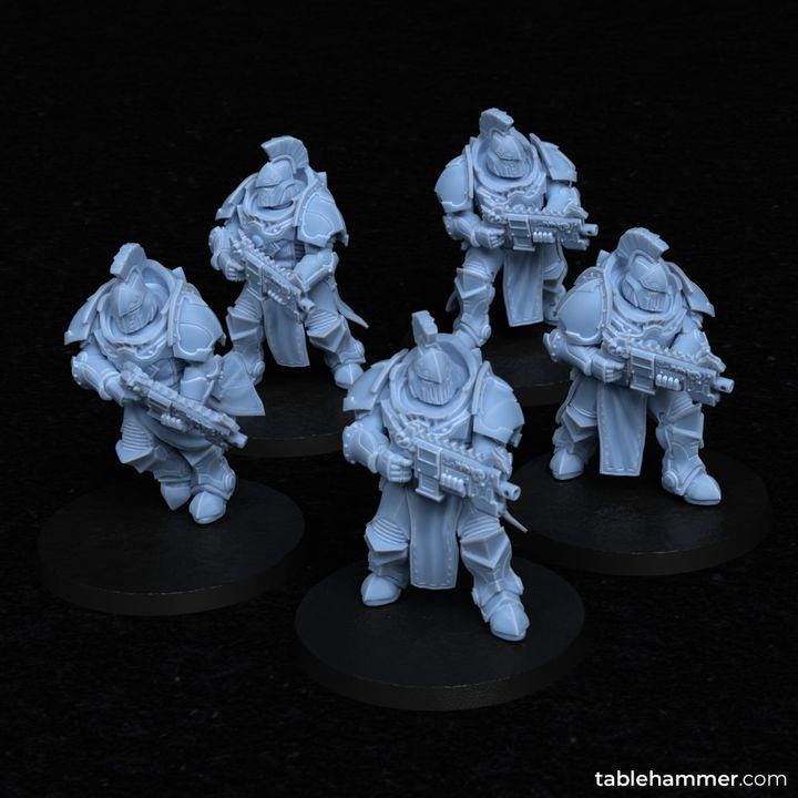 Questors Modular set: Ordo Invictorix Core Units– 5 model kit  – Creepy Space Humanoids  - Tablehammer - Proxies for wargames