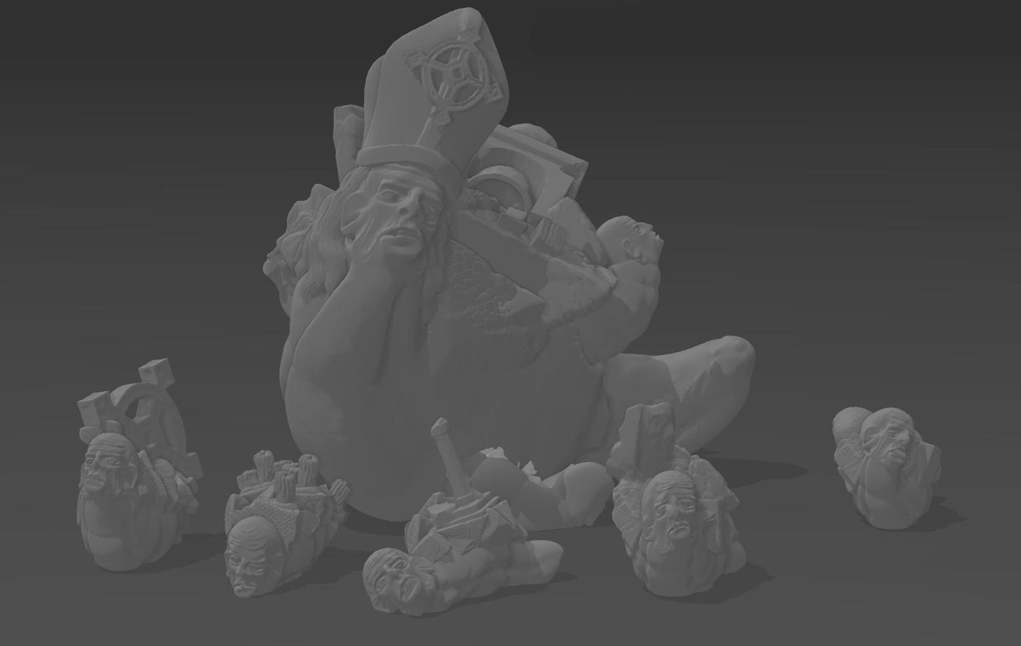 Vandal Pontiff & Idolic Vermin: 30mm Fantasy Horror Miniatures Set