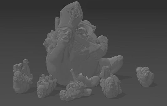 Vandal Pontiff & Idolic Vermin: 30mm Fantasy Horror Miniatures Set