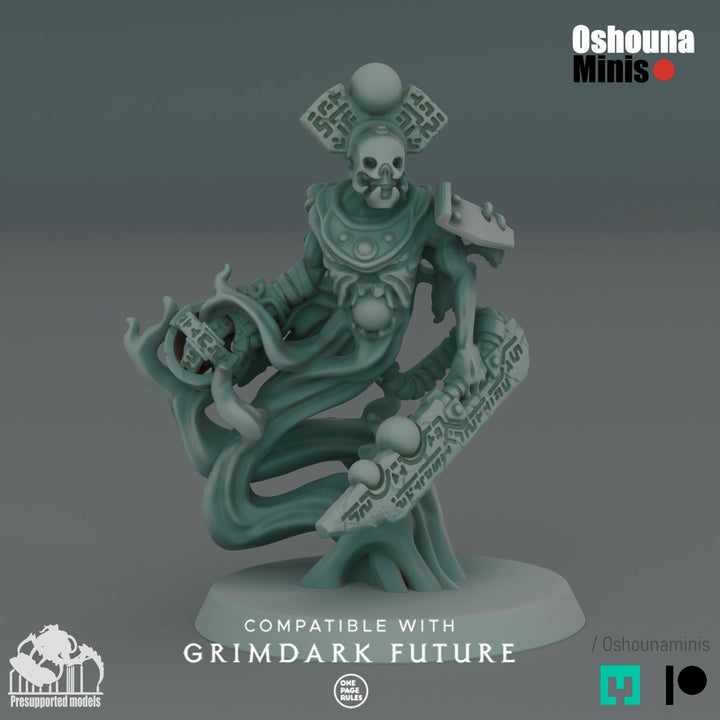 Doomed Empire - Shield Leader | 32mm Scale Robot Legions Proxies for Grimdark Sci-Fi Wargames Like OPR by Oshouna Minis