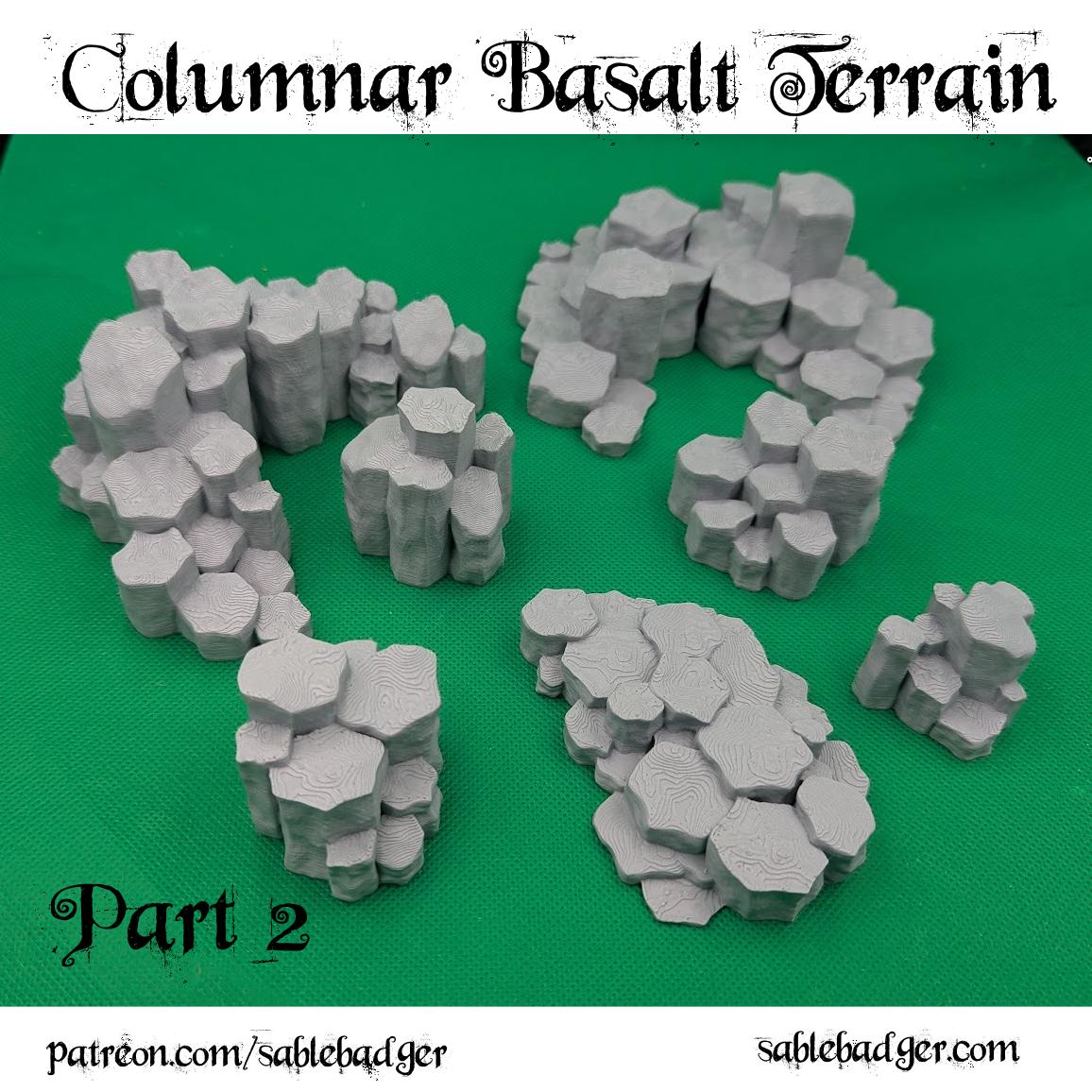 Columnar Basalt Terrain 2: 3D Printed RPG Miniature Scenery