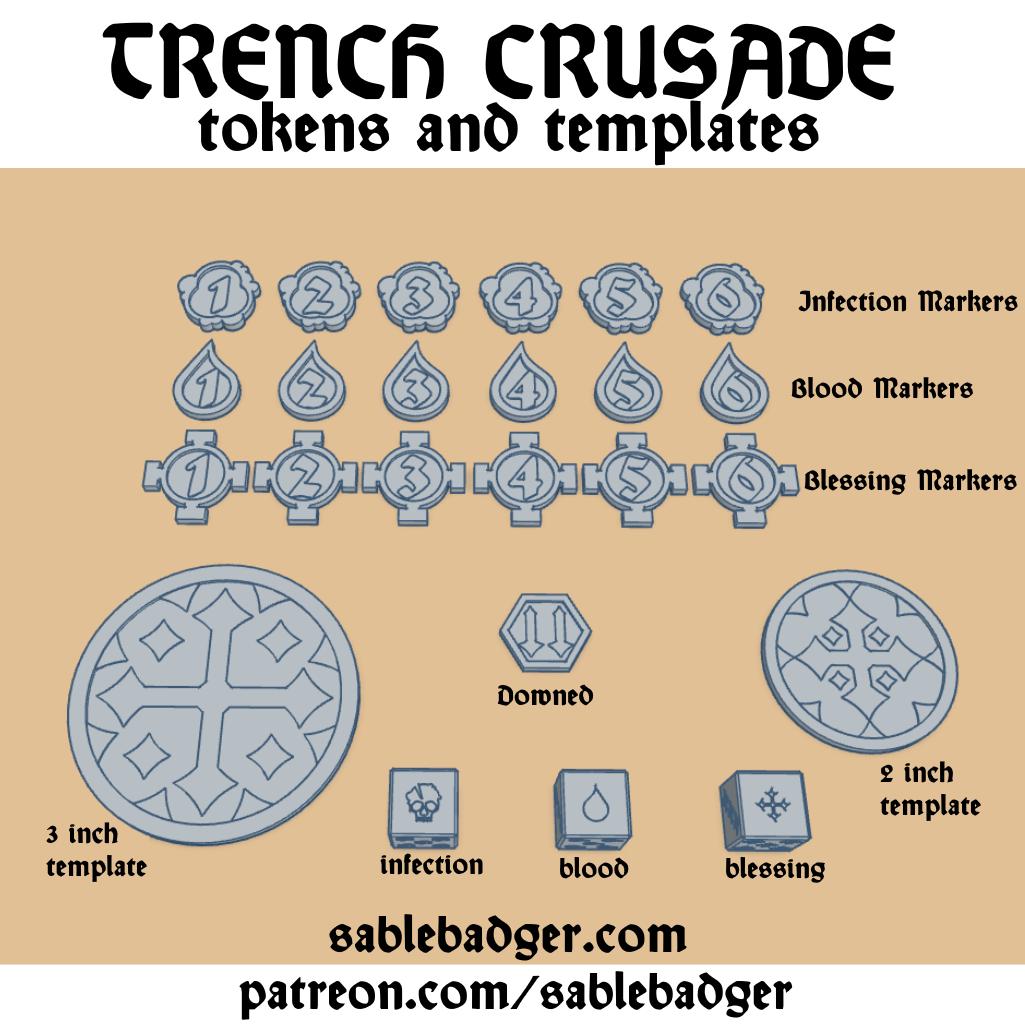 Trench Crusade Tokens: 3D Printed Grimdark Wargame Markers