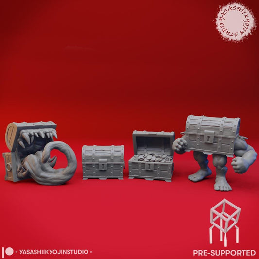Mimic Miniature Set: Fantasy Resin DnD Figurine (4 Poses)