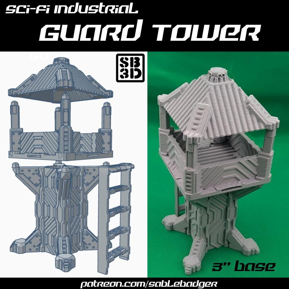 Sci-Fi Guard Tower: 3in 3D Printed Terrain for RPGs
