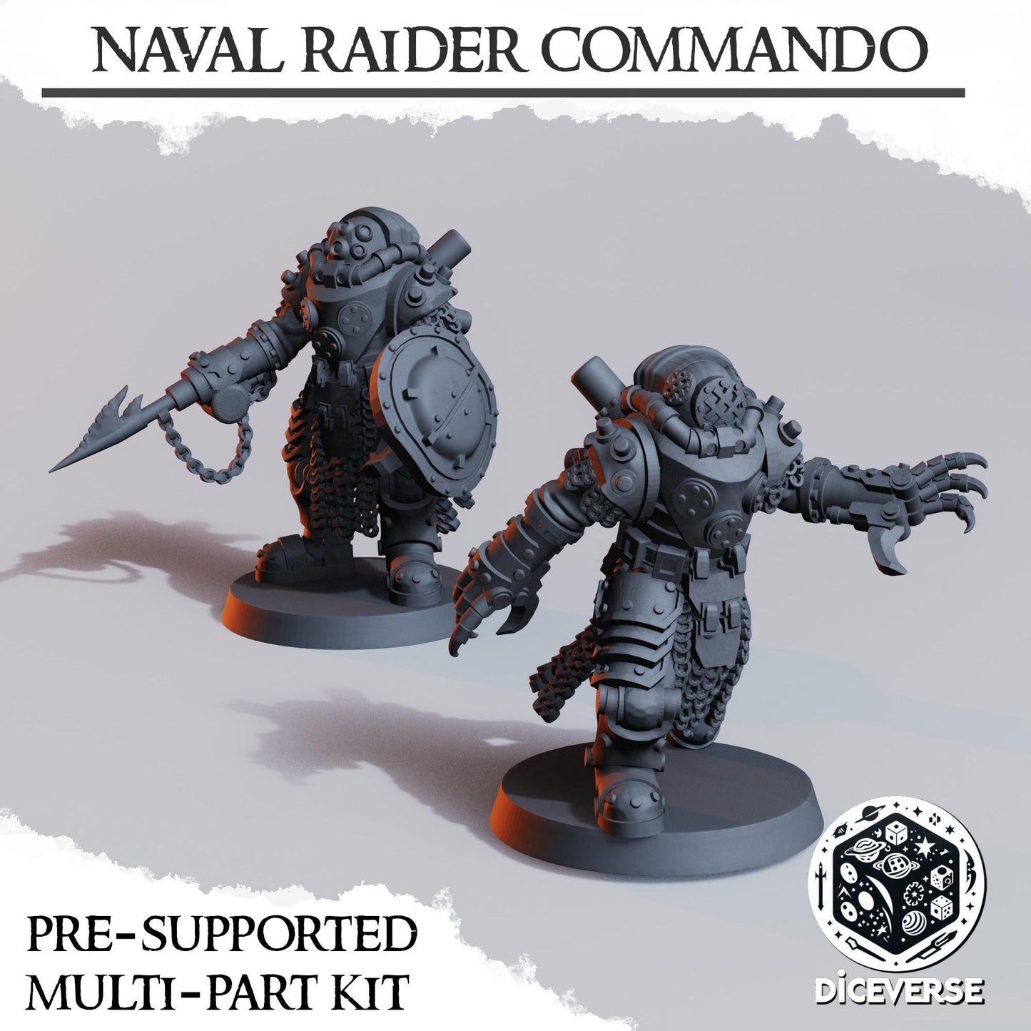 Heretic Naval Raider Death Commando – Modular Resin Miniature – 32mm Grimdark Model Kit – Trench Crusade Compatible by Diceverse