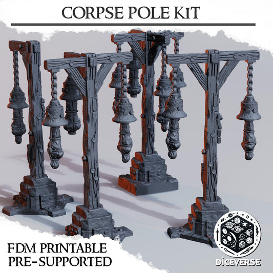 Grimdark Corpse Pole Kit: 32mm Modular Resin Terrain