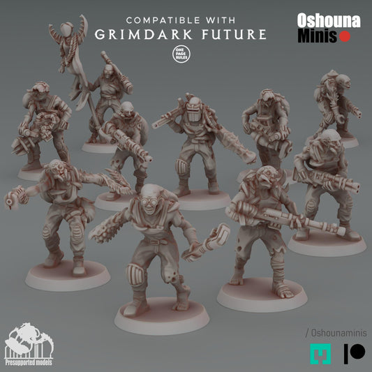 Crab Cult Infected Workers: 32mm Resin Horror Miniatures - Grimdark Wargame