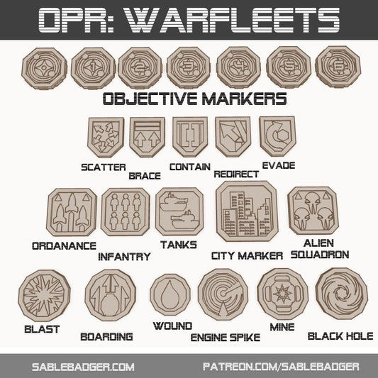 OPR Warfleets compatible Token Set – 39 Sci-Fi Objective & Effect Markers for Tabletop Wargames