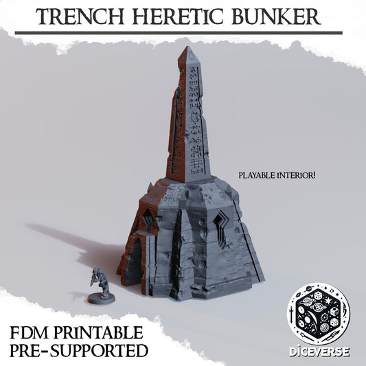 Heretic Bunker Terrain: 28-32mm Wargame Battlefield Cover - Grimdark PLA