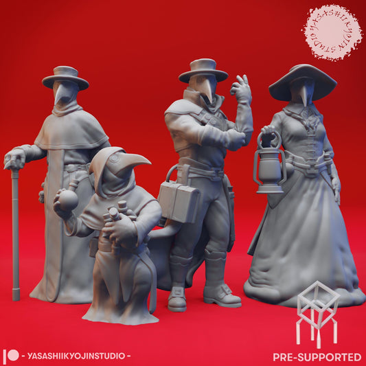 Plague Doctor Miniature Set: Grimdark Resin Figures for RPG & Wargames
