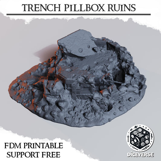 Grimdark Trench Pillbox Ruin: 28-32mm Wargaming Terrain