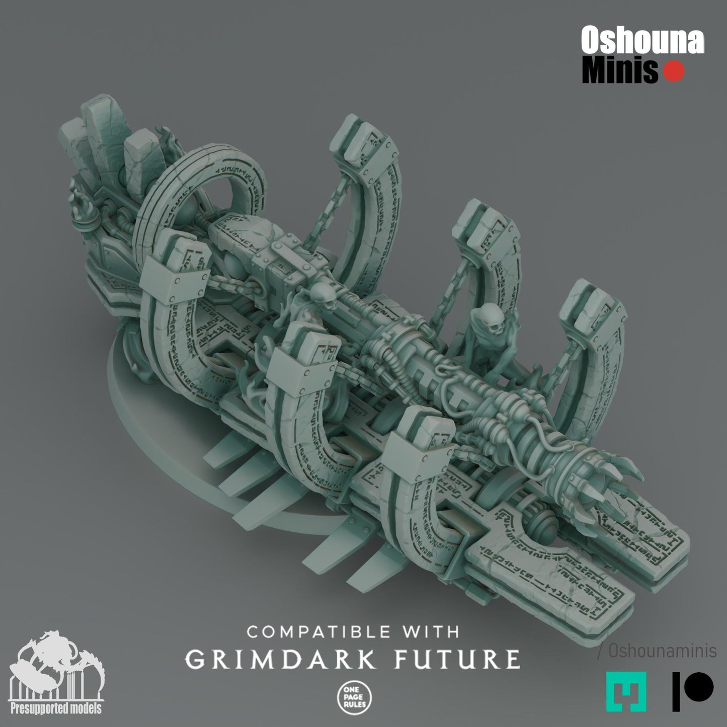 Gong Cannon Resin Miniature: 28mm Sci-Fi Wargame Terrain by Oshouna Minis
