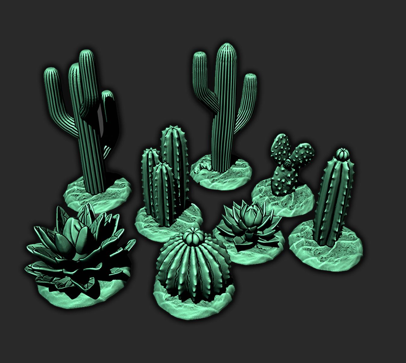 Cactus Miniatures: 28-32mm RPG Terrain - Resin or Plastic (Set of 8)