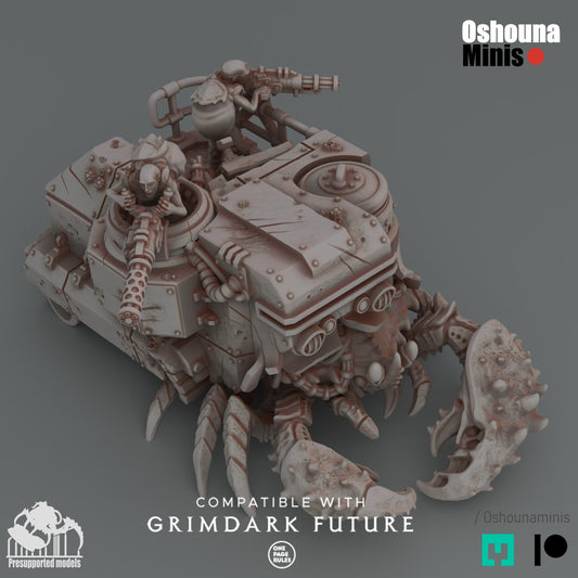Crab Cult Bulldozer Crab Miniature - 3 Weapon Options - Resin 3D Printed Monster for Sci-Fi or Fantasy Wargaming - Multi-Part Model