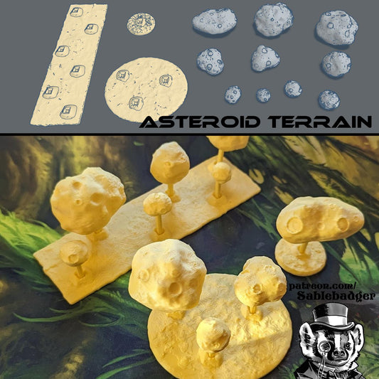 3D Printed Asteroid Terrain Set: Wargaming Scenery, PLA Plastic