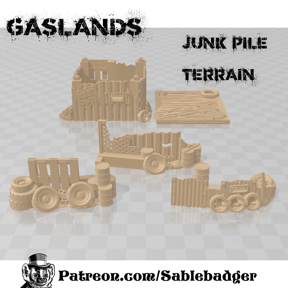 5-Piece Tire and Junk Pile Terrain – Scatter Terrain for Gaslands & Post-Apocalyptic Wargames