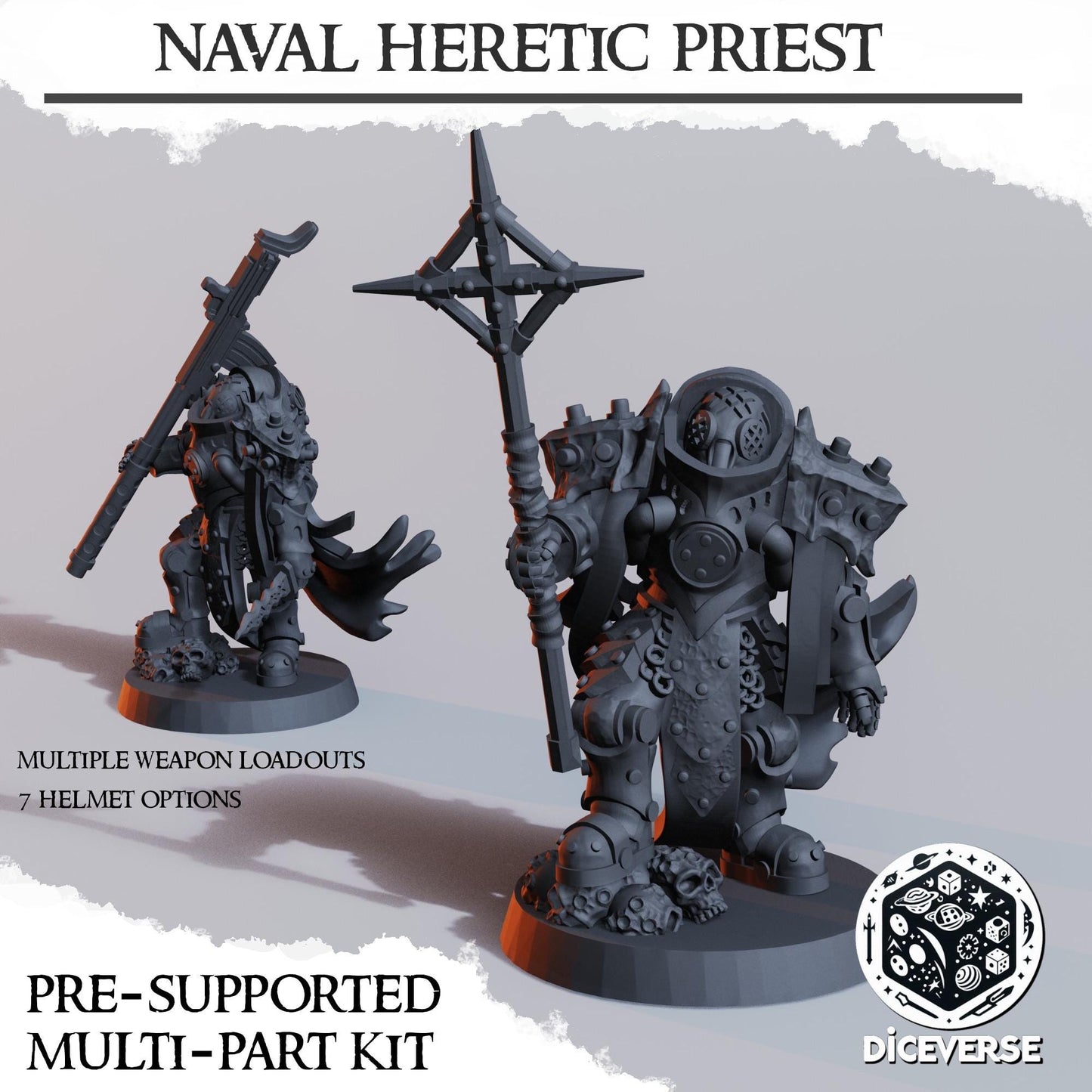 Naval Heretic Priest Miniature: Grimdark 32mm Resin Model Kit