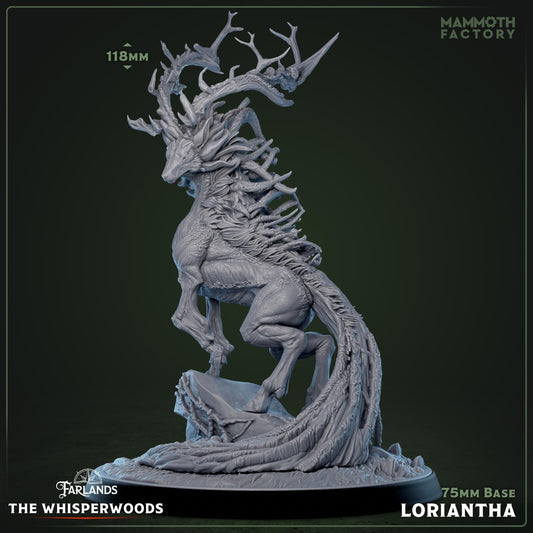 Resin Forest Spirit Miniature: Lorianthra, Avatar of Seasons (32mm Scale, 75mm Base, Unpainted)