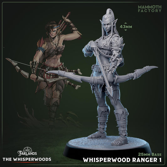 Whisperwood Rangers Resin Miniatures: Unpainted Forest Archers (Set of 5, 32mm Scale)