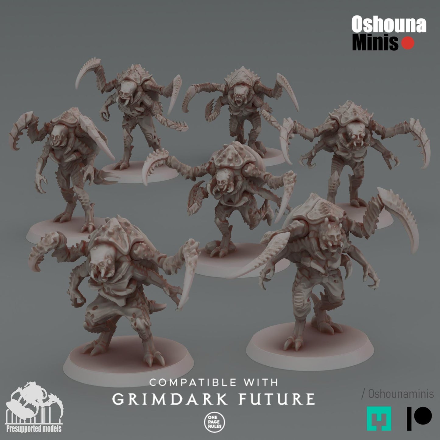 Crab Cult Resin Miniatures: Feral Infected 2.0 Grimdark Proxies (Set of 7)