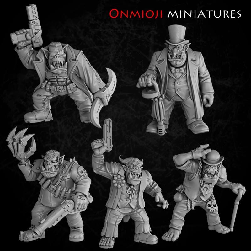 Sci-Fi City Orcs - 5 Count - 32mm Scale Resin Models compatible with wargames