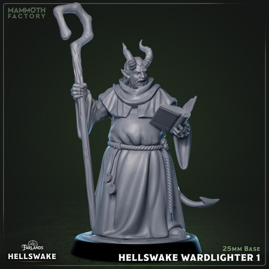 3x Hellswake Wardlighter Resin Miniature: 32mm Scale Unpainted Resin Heros - Underworld themed miniatures