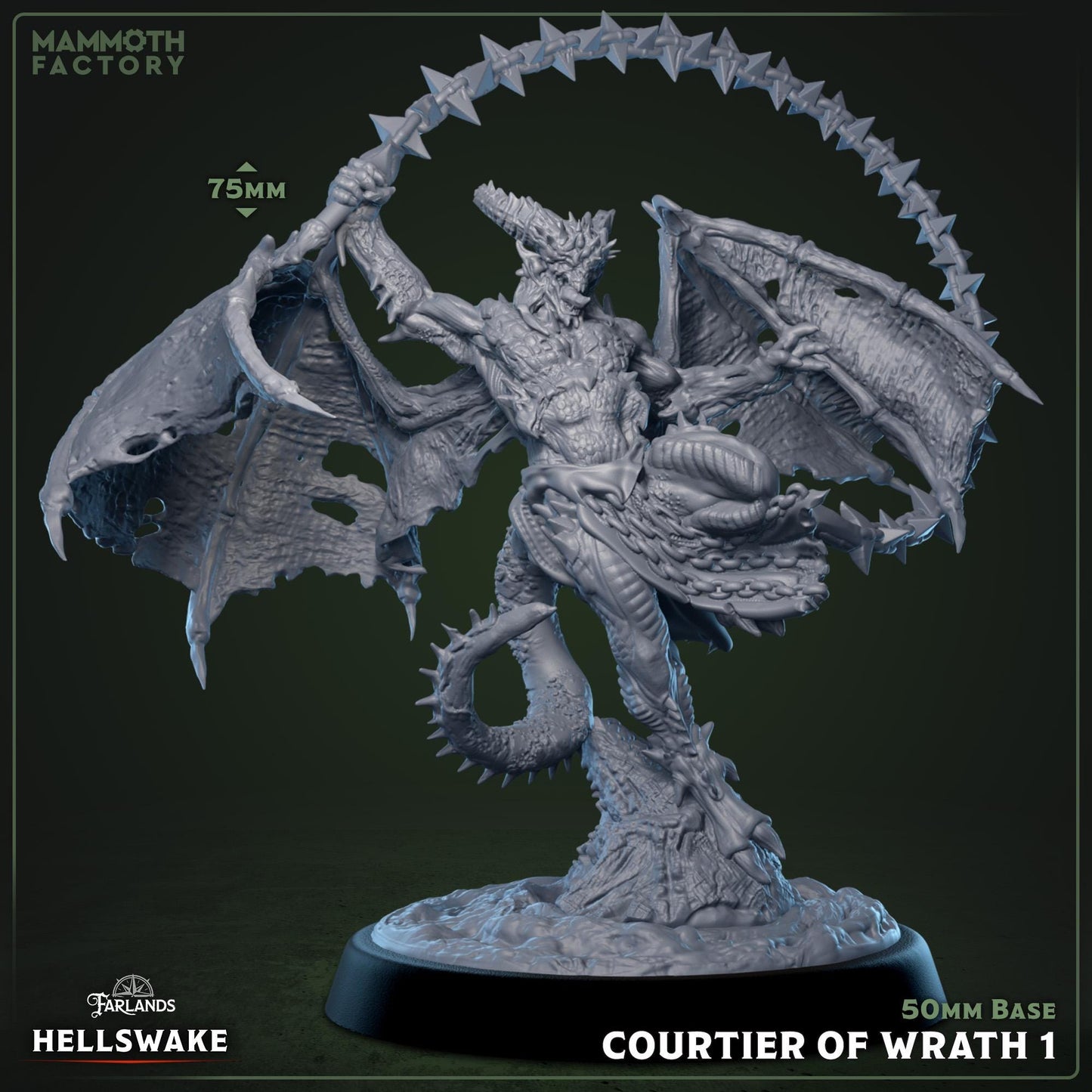 Courtier of Wrath Miniature: 32mm Unpainted Resin Hero, Underworld