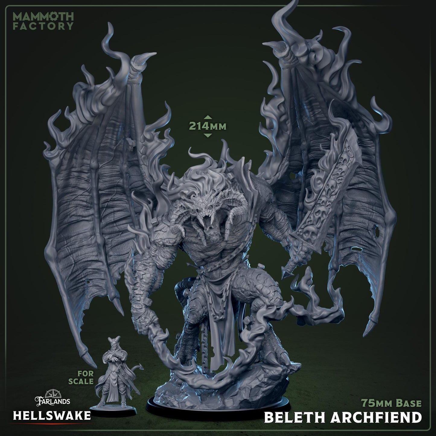 Beleth Archfiend Resin Miniature: 32mm Unpainted, Underworld Villain (75mm Base)