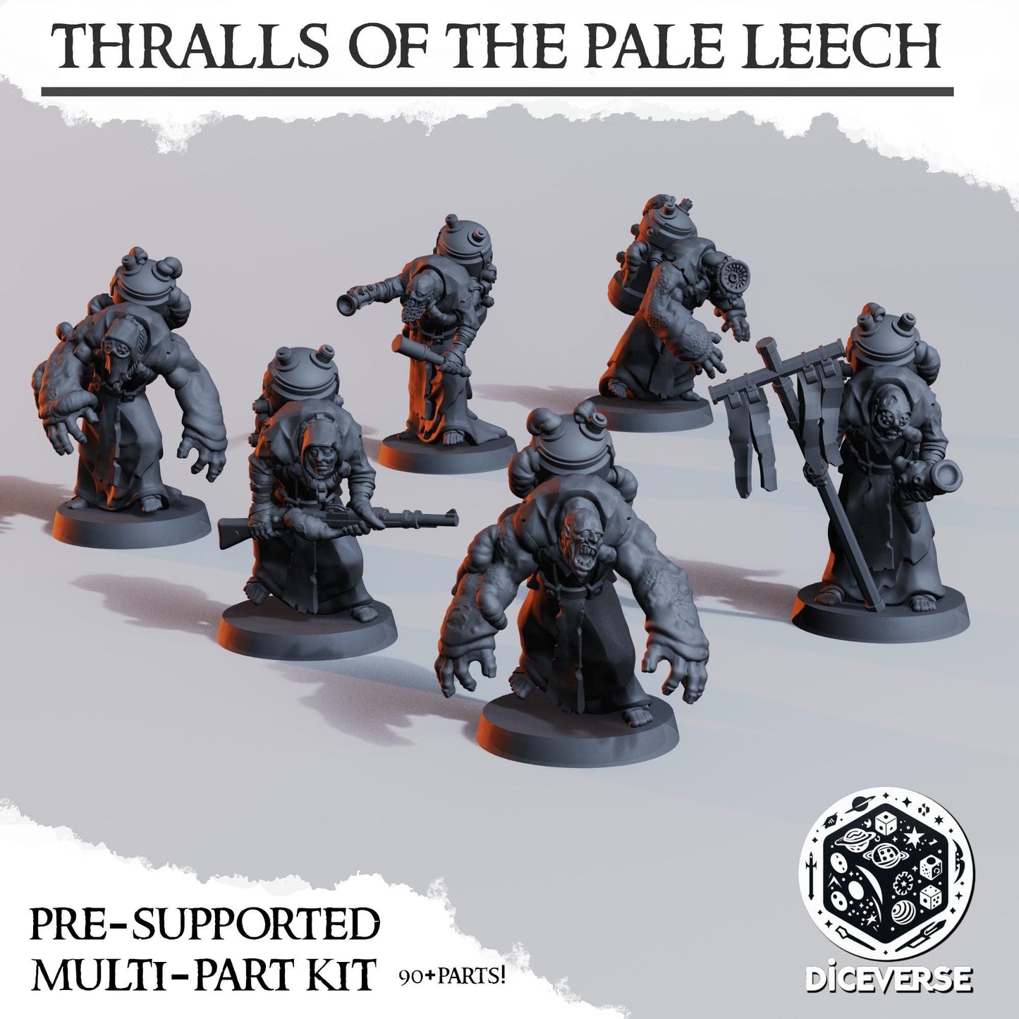 Thralls of the Pale Leech 32mm Resin Miniature Multi-Kit: Grimdark Trench Warfare or Preassembled