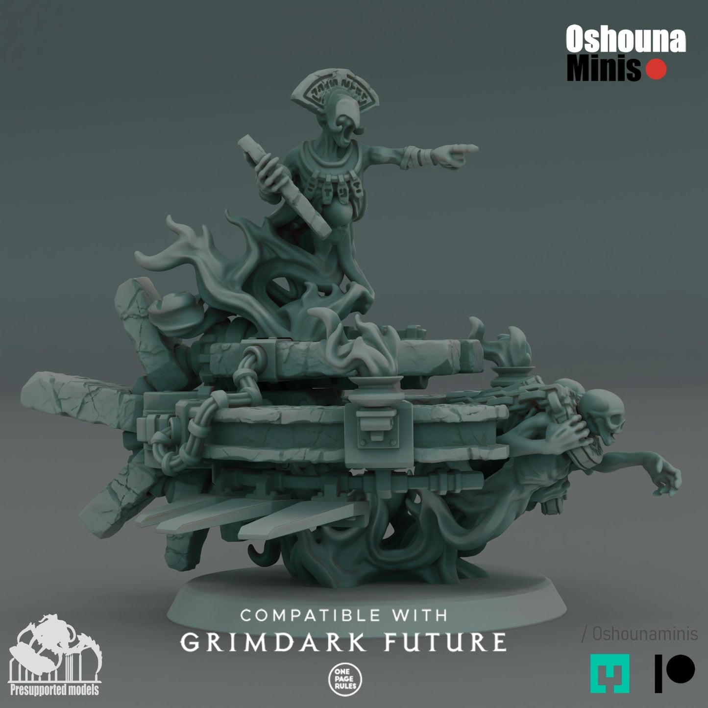 Doomed Empire - Trailed Platform Resin Miniature: 28-32mm Grimdark Sci-Fi Wargame unit